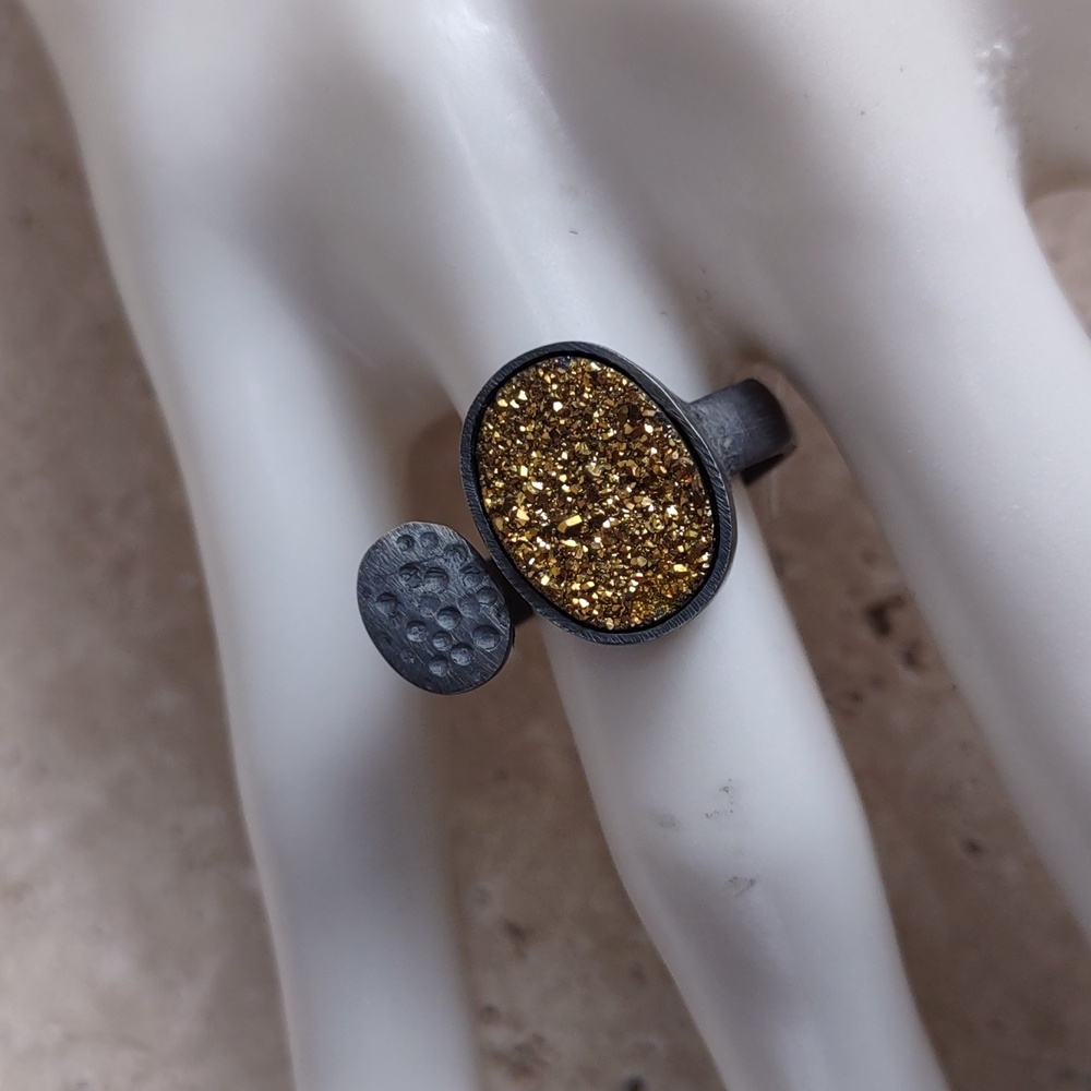 Gold Drusy Ring